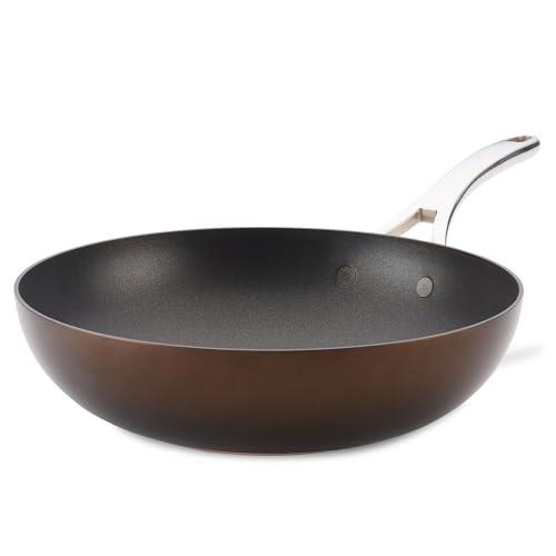 Anolon Nouvelle Copper Luxe Hard Anodised Non stick Cookware 30cm Stirfry, Frying Pan, Pots and Pans, Induction Compatible, Dishwasher Safe, Oven Safe, Sable