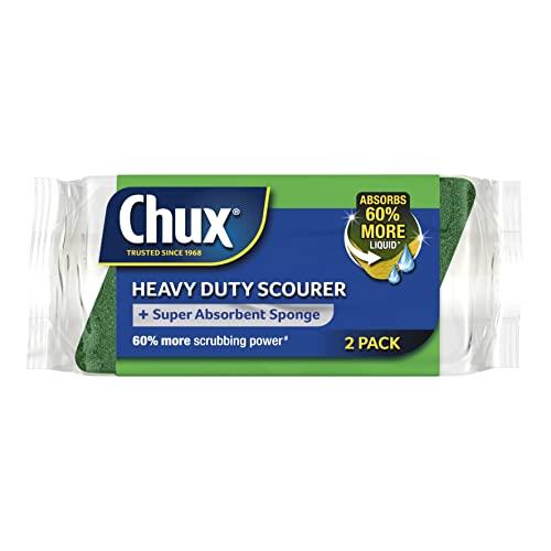 Chux Heavy Duty Scourer Scrub with Super Absorbent Plant-Based Sponge Layer, 2 Count