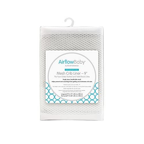 BreathableBaby Airflowbaby by Mesh Crib Liner, 9" Anti-Bumper, Non-Padded - White