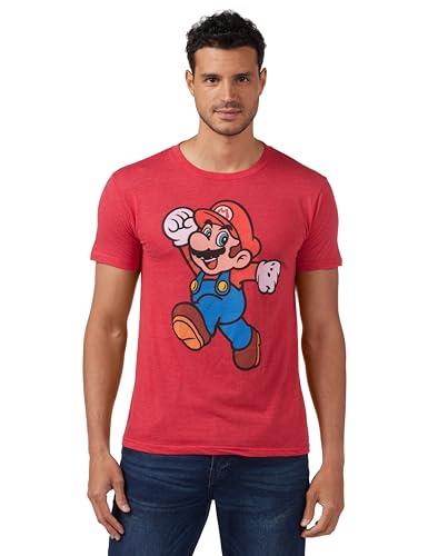 Nintendo Men's Super Mario Jump Pose T-Shirt, Red Heather, Medium