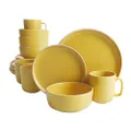 Gibson Home 127339.16R Zuma 16 Piece Round Kitchen Dishes, Plates, Bowls, Mugs Dinnerware Sets, Service for Four (16pcs), Yellow