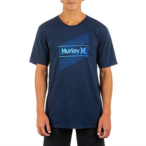 Hurley Men's Icon Slash Gradient T-Shirt, Obsidian/Cyber Teal, Large