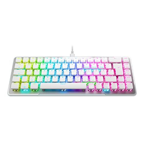 Roccat Vulcan II Mini - 65% Optical Gaming Keyboard (DE Layout), RGB Lighting, Detachable Cable, Aluminium Finish, White