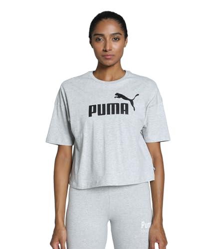 PUMA Women's Essential Cropped Logo Tee, Light Gray, Large