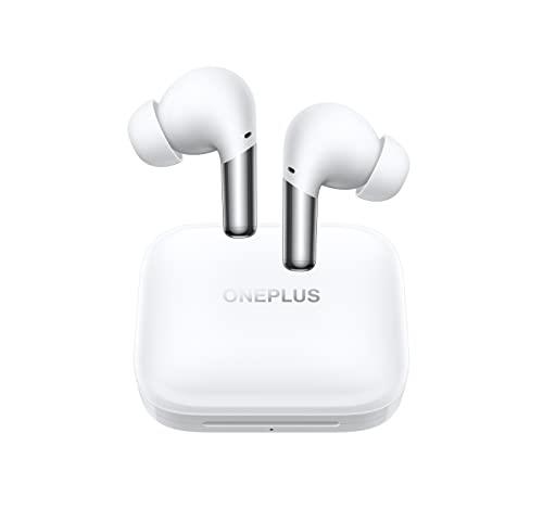 OnePlus Buds Pro True Wireless Earbuds White, Smart Active Noise Cancelling, Wireless Charging Case Included, Dual Connection, 38 Hour Playtime, Fast Charging, Water Resistant, Glossy White