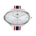 Tommy Hilfiger Samantha Silicone Band Quartz Women's Watch, 40 mm Size, Silver/White