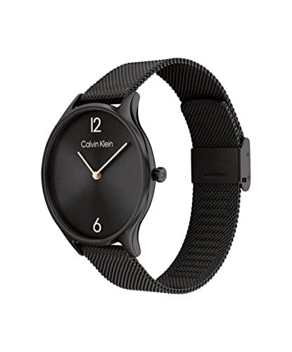 Calvin Klein Timeless Mesh Iconic Plated Black Steel Black Dial Women's Watch, 38 mm Dial