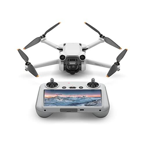 DJI Mini 3 Pro (DJI RC) – Lightweight and Foldable Camera Drone with 4K/60fps Video, 48MP Photo, 34-min Flight Time, Tri-Directional Obstacle Sensing, Ideal for Aerial Photography Social Media, Gray