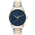 Calvin Klein CK Iconic Two Tone Stainless Steel Blue Dial Unisex Watch, Blue