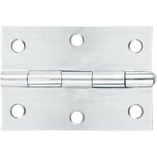 Romak 802390 Stainless Steel Loose Pin Butt Hinge, 85 mm x 60 mm Size, Brushed, Pack of 2