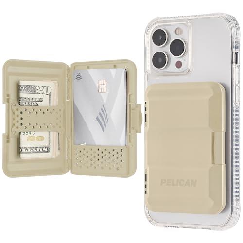 Pelican Magnetic Wallet & Card Holder - Heavy Duty Snap-on MagSafe Wallet - Detachable Hard Shell iPhone Wallet - for iPhone 14 Pro Max/ 14 Pro/ 14/13 Pro Max/ 13 Pro/ 12 Pro Max - Desert Tan