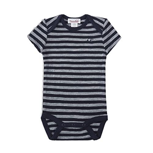 Merino Baby Short Sleeve Bodysuit for 18-24 Months Babies, Boy Stripe