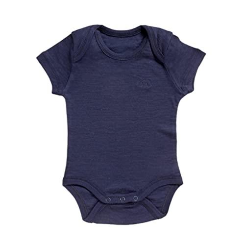 Merino Baby Short Sleeve Bodysuit for 3-6 Months Babies, Navy