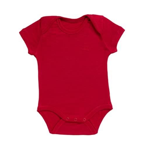 Merino Baby Short Sleeve Bodysuit for 18-24 Months Babies, Red