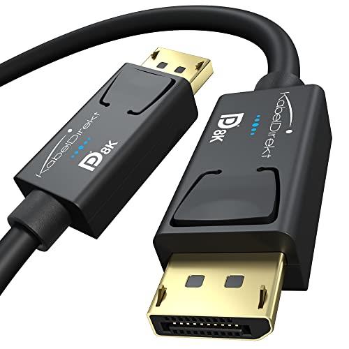 8K DisplayPort & DP cable, special A.I.S. shielding&official VESA certification – 2x 3m (for DP 1.4 gaming PCs/laptops/graphics cards/monitors with 8K@60Hz, 4K@120Hz, 144Hz/165Hz/240Hz) by CableDirect