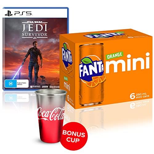 Jedi Survivor & Fanta Bundle: Star Wars Jedi: Survivor - PlayStation 5, Fanta Orange Soft Drink Mini Can Multipack 6 x 250 mL, with limited edition BONUS Cup