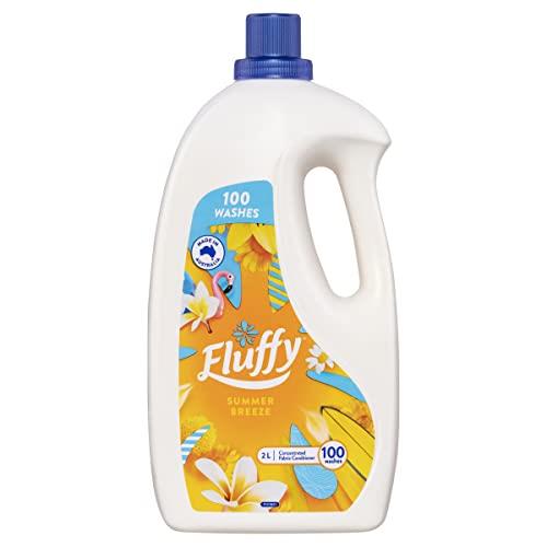 Fluffy Concentrate Liquid Fabric Softener Conditioner, 2L, 100 Washes, Summer Breeze, Long Lasting Freshness