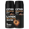 LYNX Dark Temptation Deodorant Aerosol Body Spray for Men 165 ML x 2 Pack, 48 hour Fressness