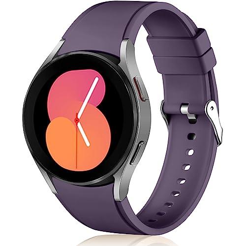 Lerobo No Gap Bands Compatible for Samsung Galaxy Watch 4 & 5 Band 44mm 40mm/Watch 5 Pro Band 45mm/Galaxy Watch 4 Classic 46mm 42mm Band,20mm Sport Band Replacement for Galaxy Watch 6 (MidnightPurple)