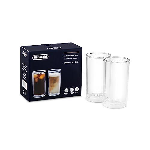 De'Longhi Cold Brew Glasses DLSC325, Double Wall Thermal Glasses, Set of 2 Cups, Dishwasher and Microwave Safe, Capacity 300 ml, Hand-Blown Glass