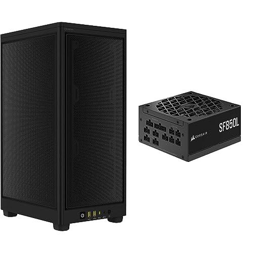 CORSAIR 2000D Airflow Mini-ITX PC Case - Black + SF850L Fully Modular Low-Noise SFX Power Supply - ATX 3.0 & PCIe 5.0 Compliant