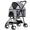 Furbulous Foldable Pet Stroller with Detachable Basket, Easy to Fold & Unfold, Pet Travel Carrier Pram 4 Wheels with Rear Brake for Small & Mdeium Dogs and Cats - Grey