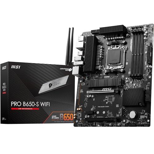 MSI PRO B650-S WiFi Motherboard, ATX - Supports AMD Ryzen 7000 Series Processors, AM5 - DDR5 Memory Boost 6000+MHz/OC, 2 x PCIe 4.0 x16, 2 x M.2 Gen4, Wi-Fi 6E