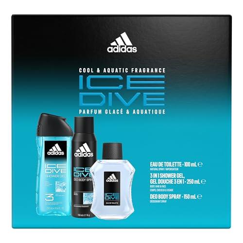 adidas Ice Dive Giftset including the adidas Ice Dive Eau de Toilette, Deodorant Body Spray and Shower Gel, 100 ml + 250 ML + 150 ml