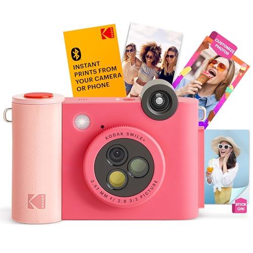KODAK Smile+ Wireless Digital Instant Camera with Effect Changing Lens, 2x3 inch Zinc Photo Prints with Self-Adhesive Backing, Compatible with iOS and Android Devices - Fuchsia