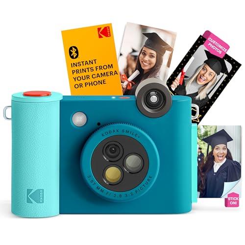 KODAK Smile+ Wireless Digital Instant Camera with Effect Changing Lens, 2x3 inch Zinc Photo Prints with Self-Adhesive Backing, Compatible with iOS and Android Devices - Blue