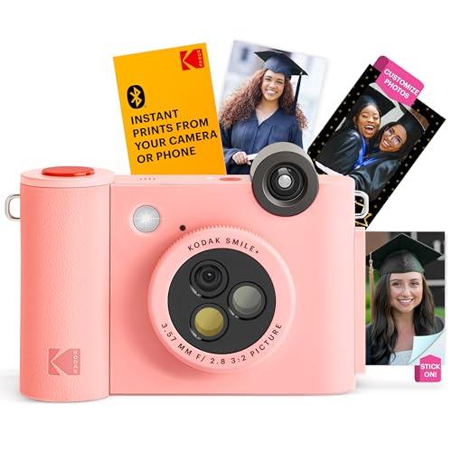 KODAK Smile+ 2 x 3 inch Wireless Digital Instant Print Camera with Effect Changing Lens, Adhesive Back, Zinc Printing Technology, Compatible with iOS and Android Devices