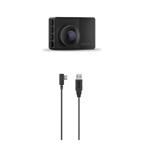 Garmin Dash Cam 67w, 1440p Dash Cam, GPS Enabled with 180-Degree Field of View (010-02505-15) with Compatible Extra-Long 8m Garmin Power Cable Bundle