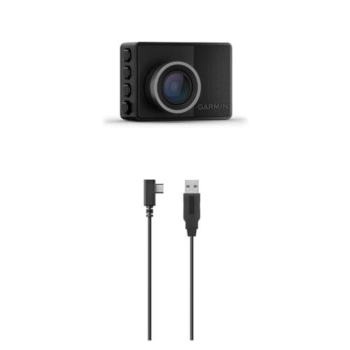 Garmin Dash Cam 57, 1440p Dash Cam, GPS Enabled with 140-Degree Field of View (010-02505-11) with Compatible Extra-Long 8m Garmin Power Cable Bundle