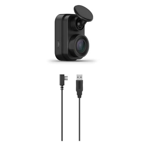 Garmin Dash Cam Mini 2, 1080p Dash Cam with 140-Degree Field of View (010-02504-10) with Compatible Extra-Long 8m Garmin Power Cable Bundle