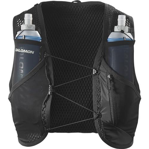 Salomon Active Skin 8 Unisex Running Hydration Vest Hiking Trail with Flasks Included, Easy Hydration, 8L Precision Fit, and Optimized Storage, Black, S