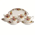 Royal Doulton 15210685 Old Country Roses 9-Piece Tea Set & Tray, Mostly White with Multicolored Floral Print