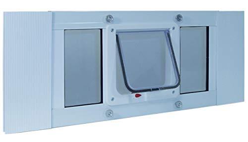Ideal Pet Products Aluminum Sash Window Pet Door, Adjustable Width 33" to 38", Cat Flap, 6.25" x 6.25" Flap Size, White