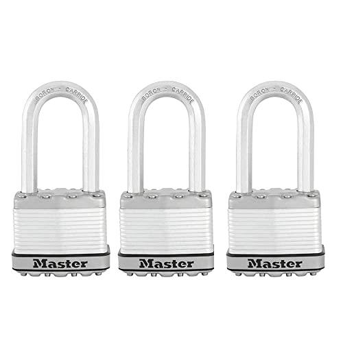 Master Lock M1XTRILH Magnum Laminated Steel Padlock with Shackle, 45 mm Size (Pack of 3)