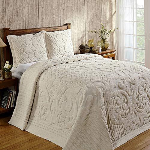 Better Trends/Pan Overseas Ashton 430 GSF Heavy Weight 100-Percent Cotton Chenille Tufted Bedspread, Ivory, Twin