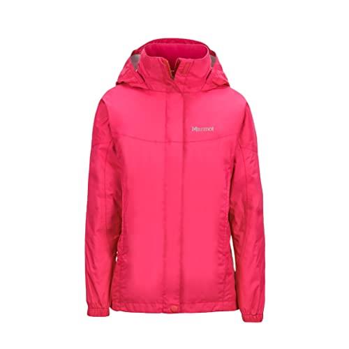 MARMOT Girls’ PreCip Jacket | Lightweight, Waterproof, Pink Rock, Medium