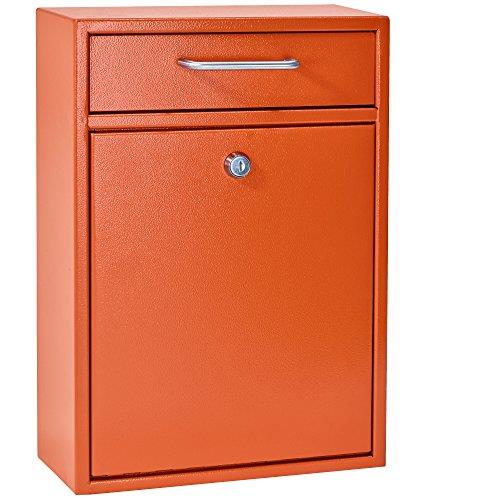 Mail Boss 7425 High Security Steel Locking Wall Mounted Mailbox, Office Drop Box, Comment Box, Letter Box, Deposit Box, Orange