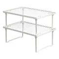 Amazon Basics Stackable Metal Kitchen Storage Shelves, Set of 2 - White