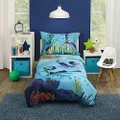 Disney Luca Sea Monsters are Real Ocean Blue, Aqua, Orange and Green 4 Piece Toddler Bed Set - Comforter, Fitted Bottom Sheet, Flat Top Sheet, and Reversible Pillowcase