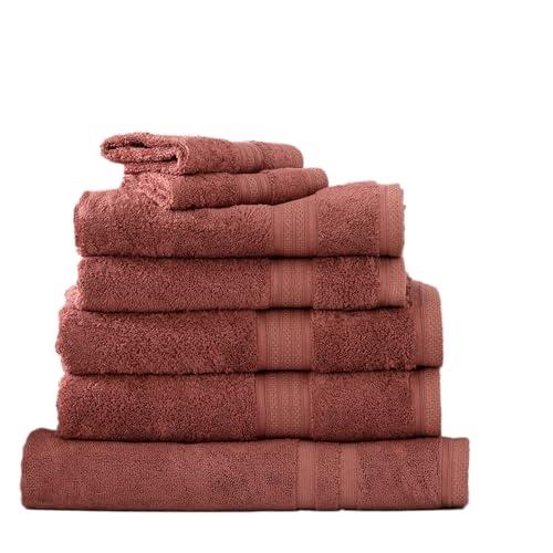 7pc Renee Taylor Stella Hand/Bath Towel/Mat Set Soft Bamboo Cotton 650 GSM Brick