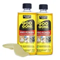 Goo Gone Pro Power Adhesive Remover | Removes Stickers, Goo, Tar, Grease, Great on Tools | Surface Safe, Fresh Citrus Scent - 2 Pack with Scraper Tool, Sticker Lifter
