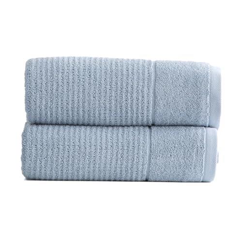 Renee Taylor Cambridge Waffle 650 GSM Textured Bath Sheet 2-Pieces Pack, Blue Mirage