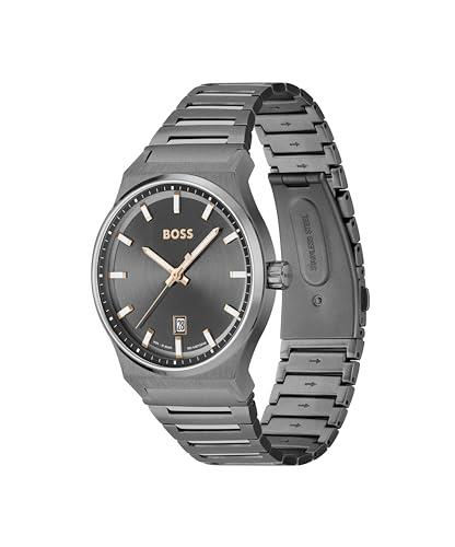 Hugo Boss Candor Ionic Plated Grey Steel Grey Dial Men's Watch