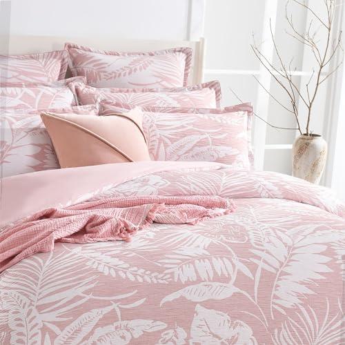 Renee Taylor Palm Tree Jacquard Quilt Cover Set, Queen, Clay