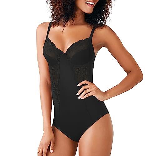 Flexees Maidenform Women's Shapewear Body Briefer with Lace, Black, 36D