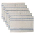 DII 100% Cotton, Machine Washable, Everyday French Stripe Placemat for Dinner Parties, Summer & Outdoor Picnics, Set of 6 - Nautical Blue